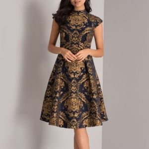 Chi Chi London High Neck Dress In Baroque Print